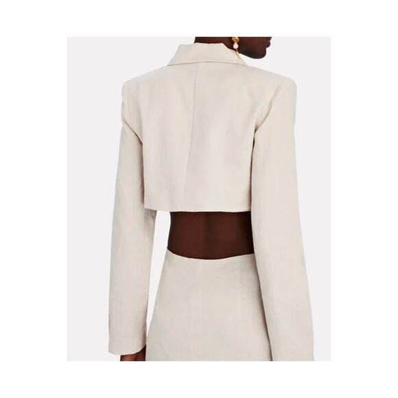 Rumer - Harper Cut Out Linen Blazer Dress in White - Picture 7 of 7